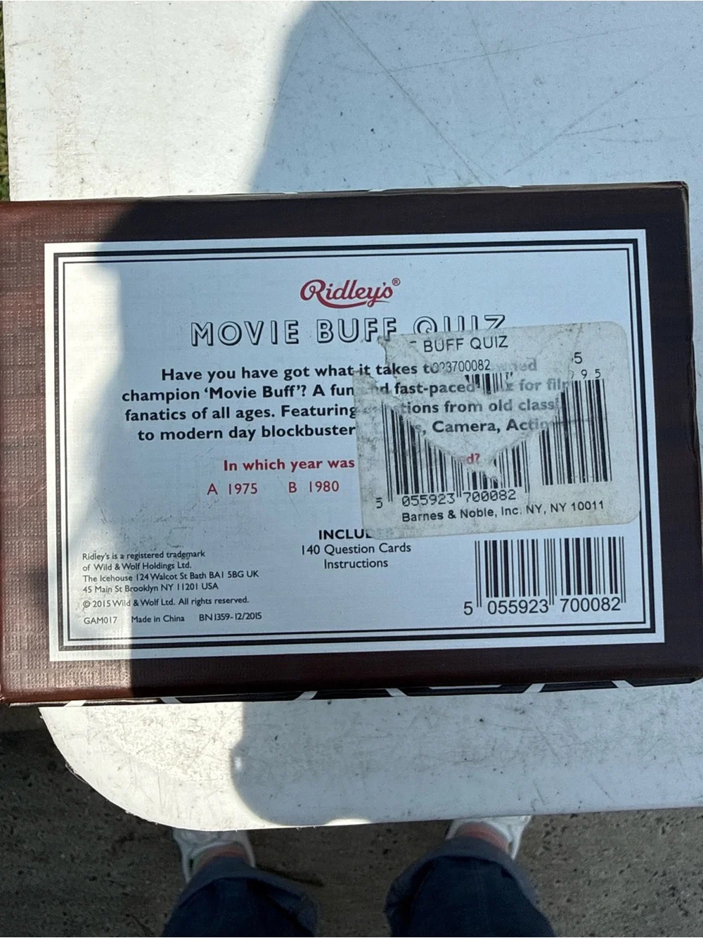 Games Room Movie Buff Quiz - Black & White